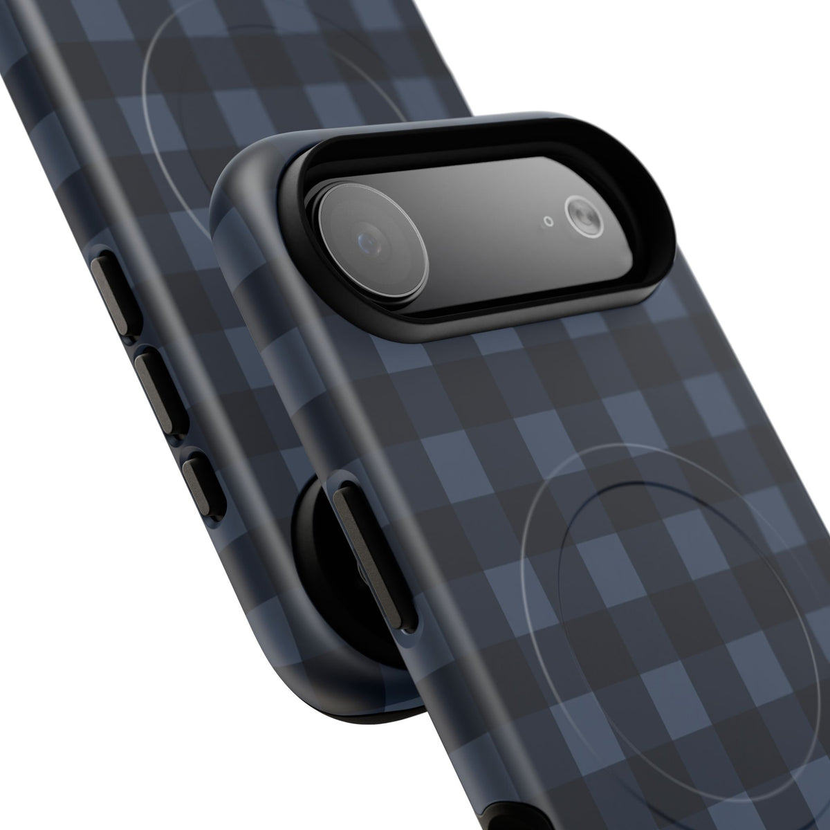 Plaid Magnetic Phone Case — Navy Buffalo Check Tough MagSafe-Compatible Case