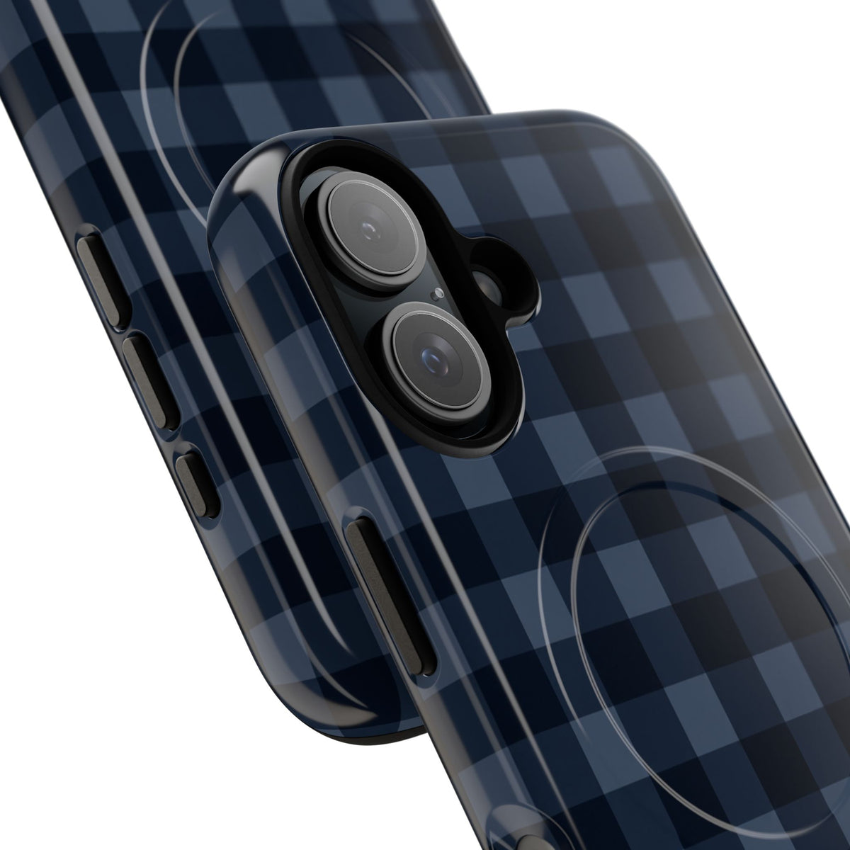Plaid Magnetic Phone Case — Navy Buffalo Check Tough MagSafe-Compatible Case