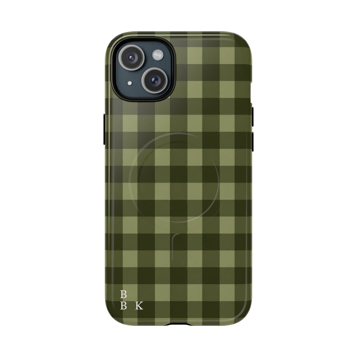 Green Buffalo Plaid Magnetic Phone Case — Tough Protective MagSafe-Compatible Case