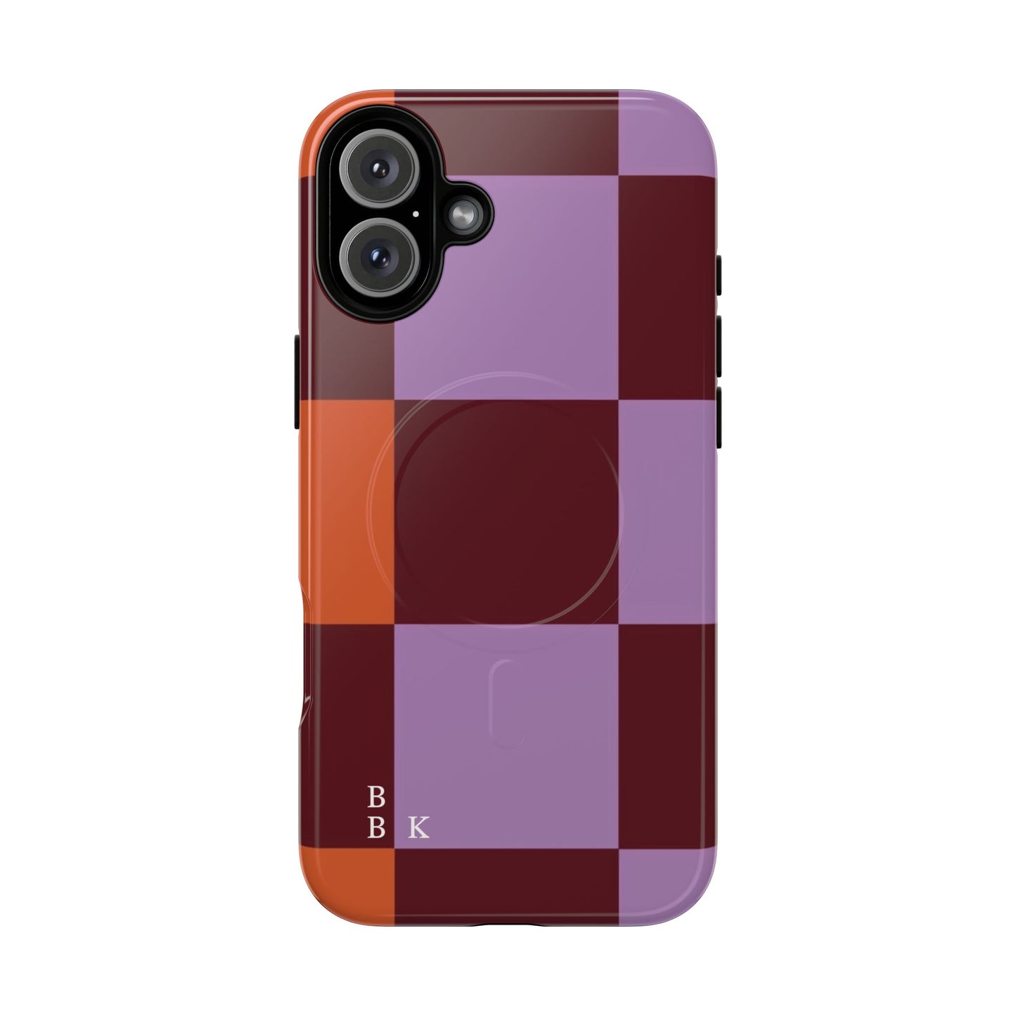 Retro Checker Magnetic Phone Case — Purple & Terracotta Geometric Protection