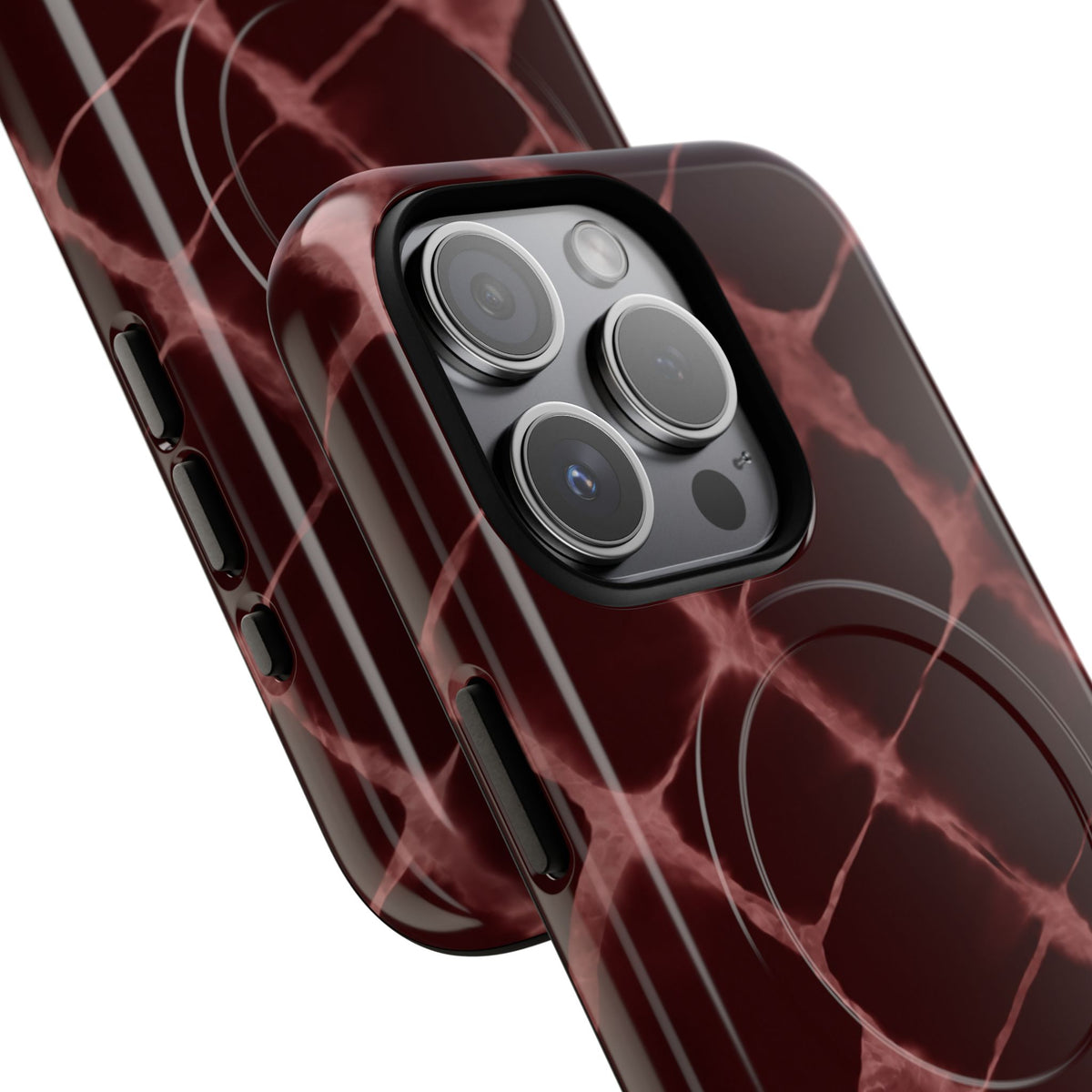 Magnetic Phone Case — Burgundy Marble Tough Protective Cover