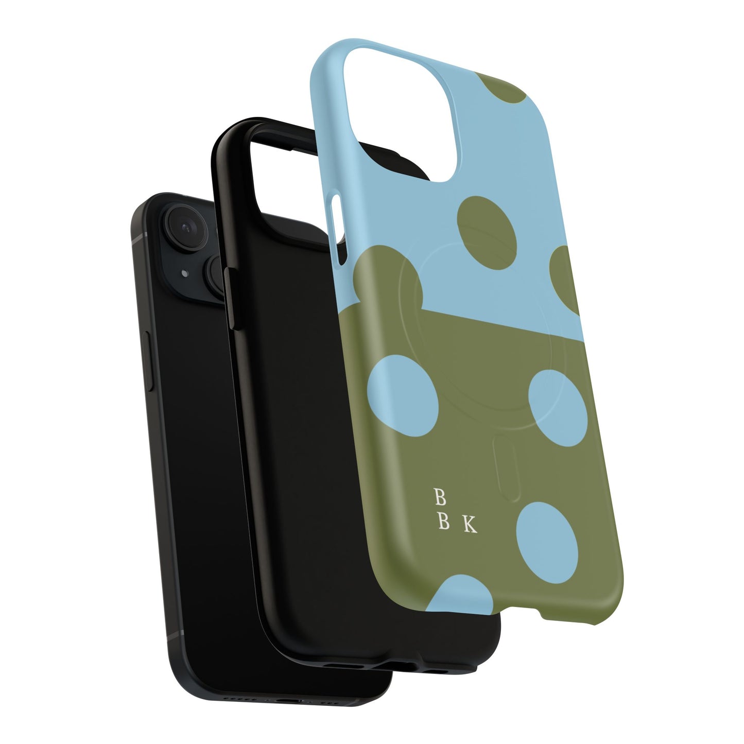 Polka Dot Magnetic Phone Case — Blue & Olive Protective Snap-On Cover