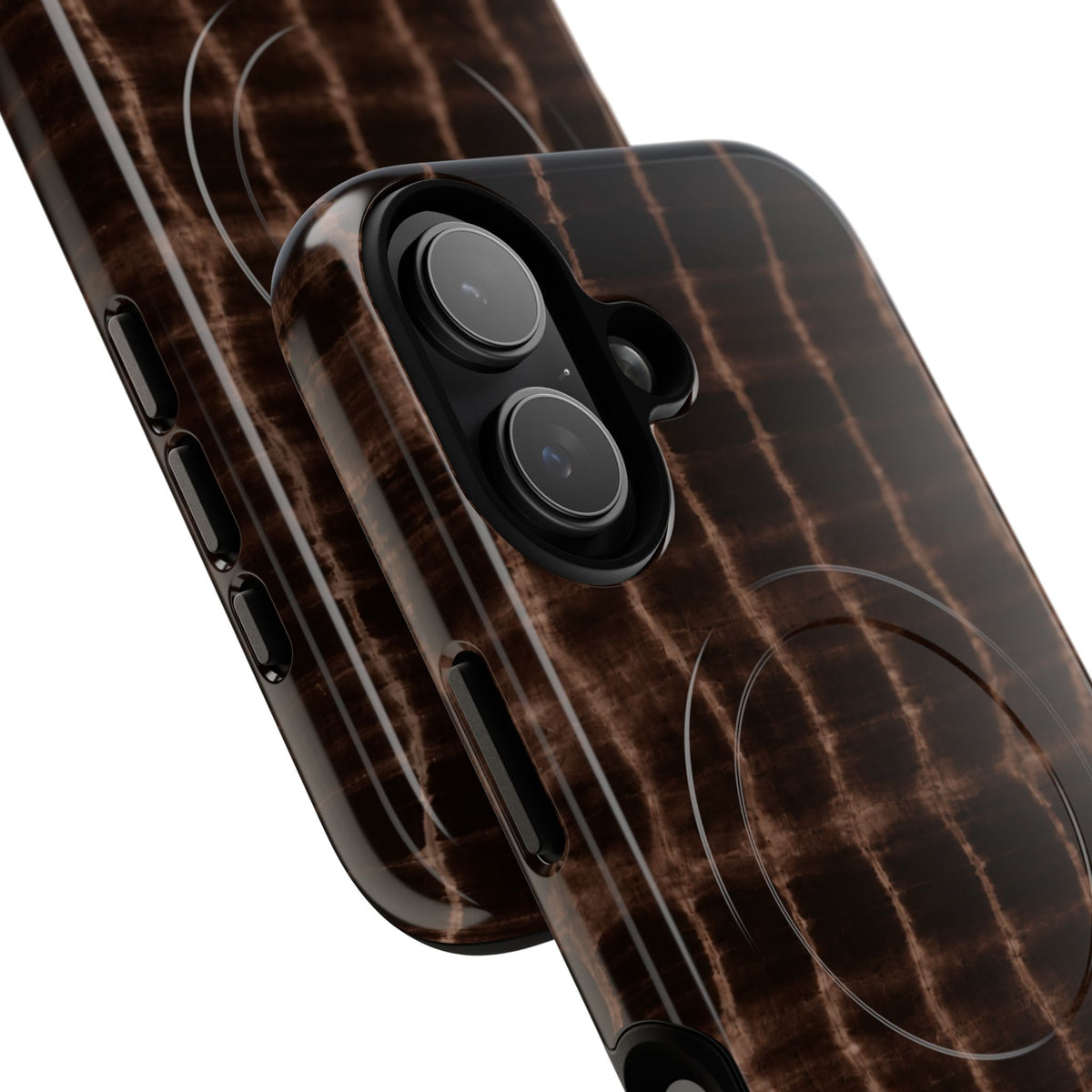 MagSafe Phone Case — Brown Croc Pattern Tough Magnetic Case