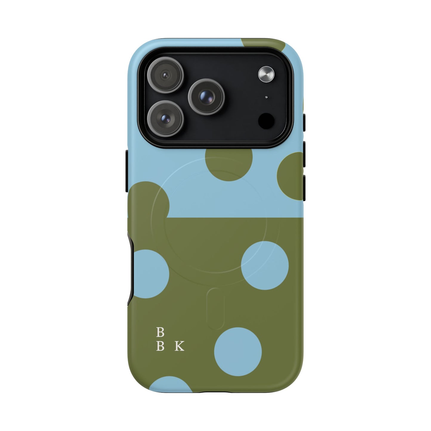 Polka Dot Magnetic Phone Case — Blue & Olive Protective Snap-On Cover