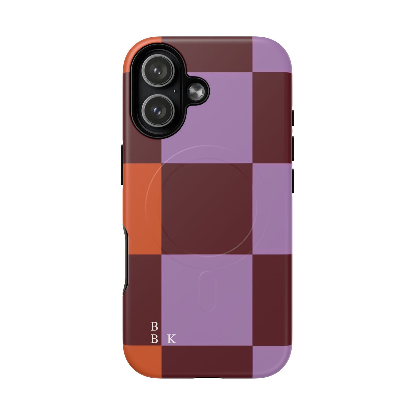 Retro Checker Magnetic Phone Case — Purple & Terracotta Geometric Protection