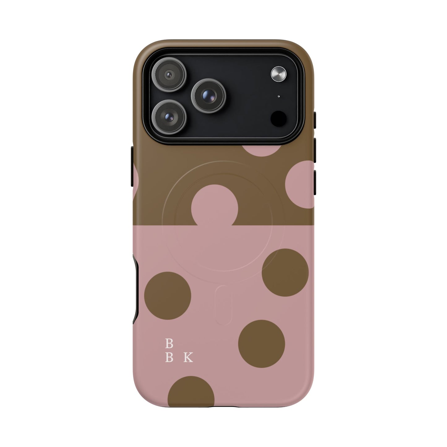 Pink + Yellow Polka Dot Magnetic Tough Case — Protective Magnetic Phone Case with 'BBK' Accent