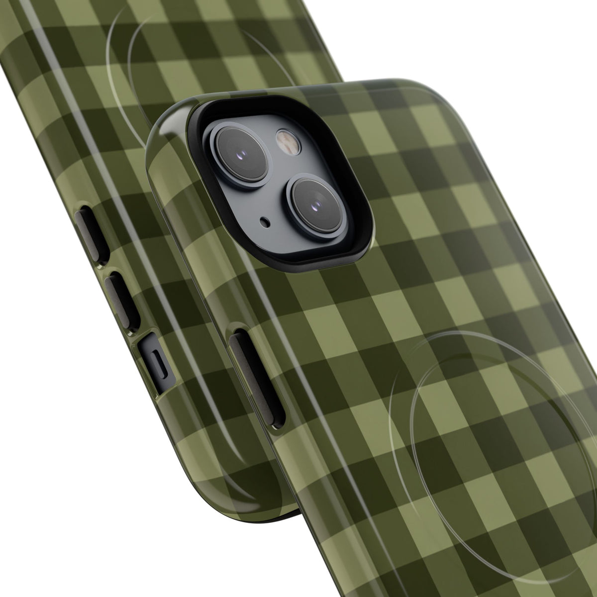 Green Buffalo Plaid Magnetic Phone Case — Tough Protective MagSafe-Compatible Case
