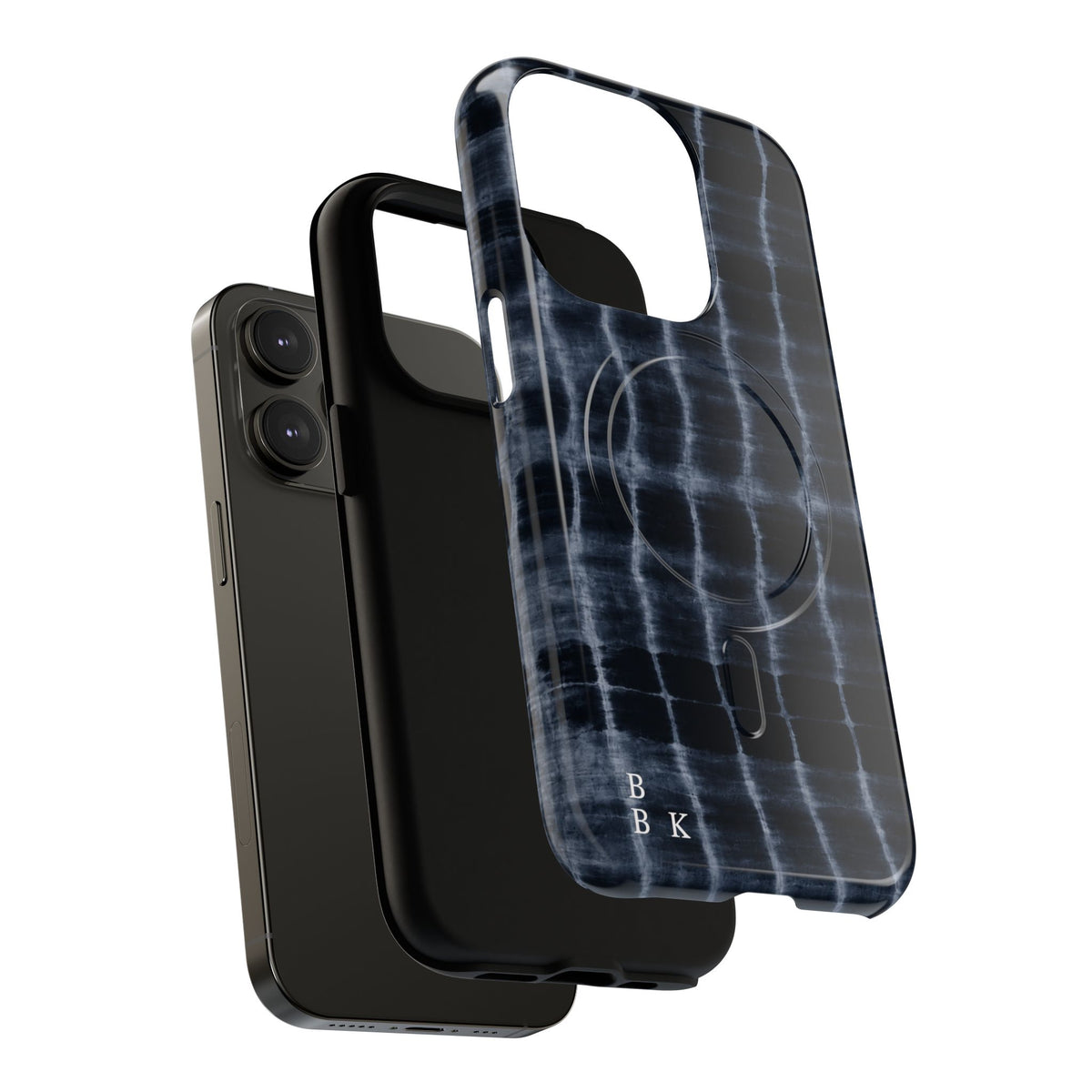 Magnetic Phone Case — Black Tie-Dye Tough Protective Cover with MagSafe