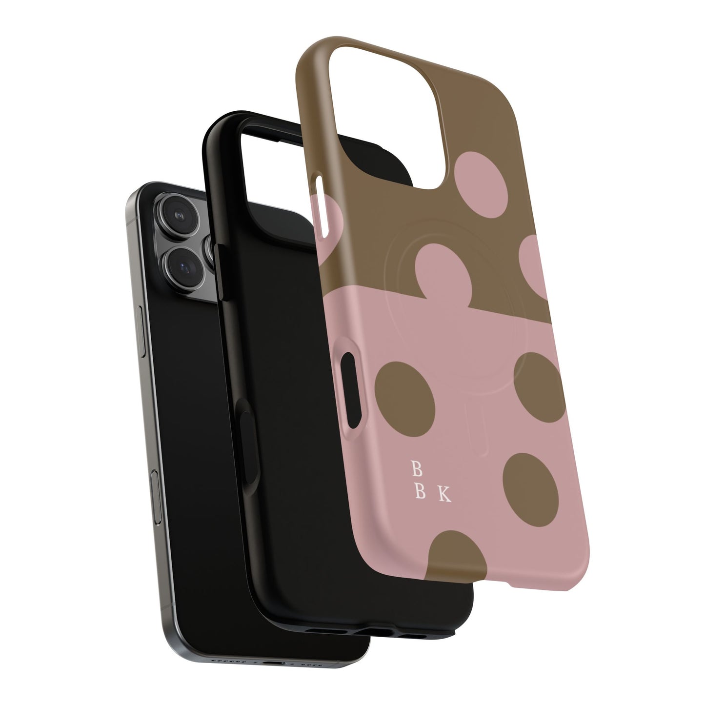 Pink + Yellow Polka Dot Magnetic Tough Case — Protective Magnetic Phone Case with 'BBK' Accent