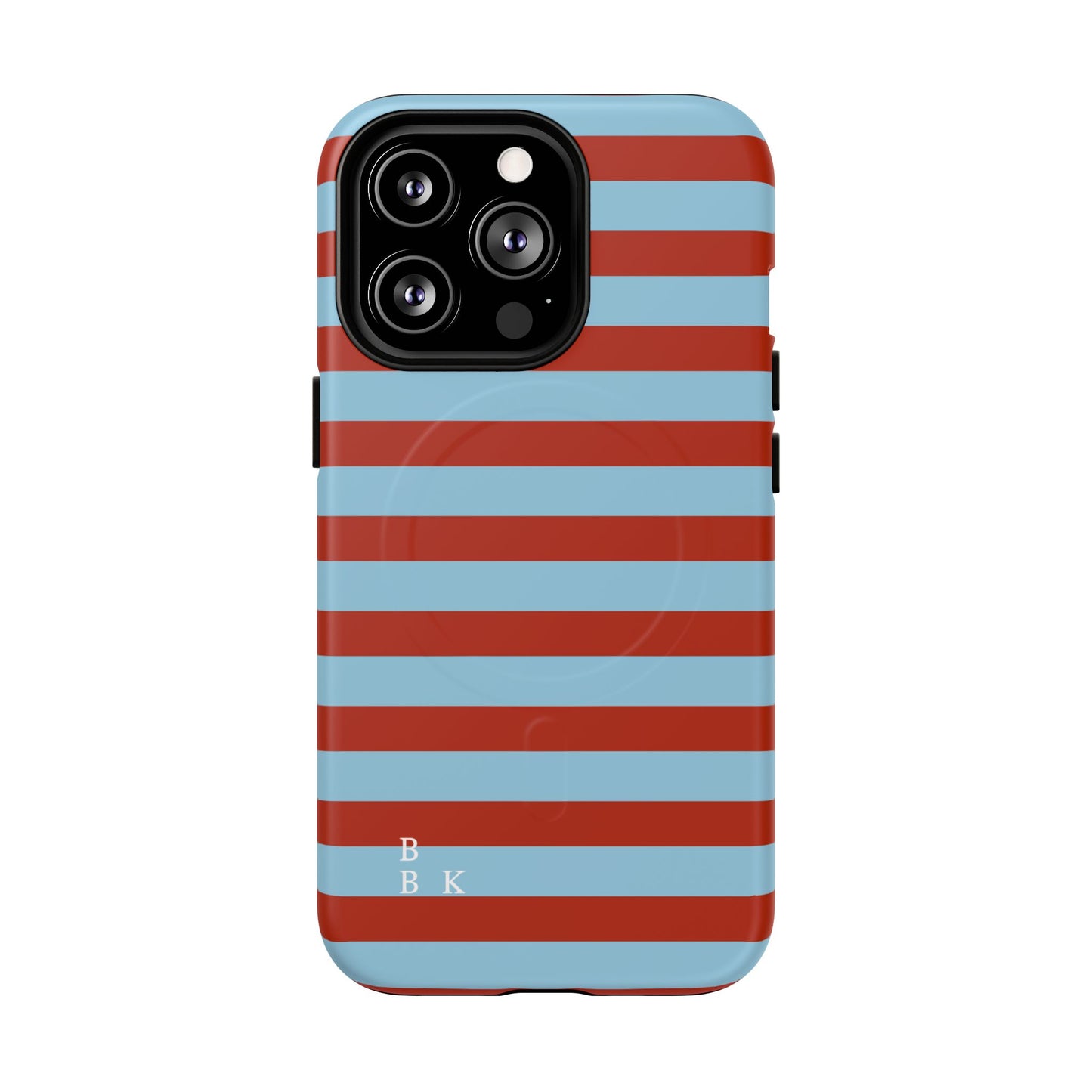 Striped Tough Magnetic Phone Case — Retro Red & Sky Blue