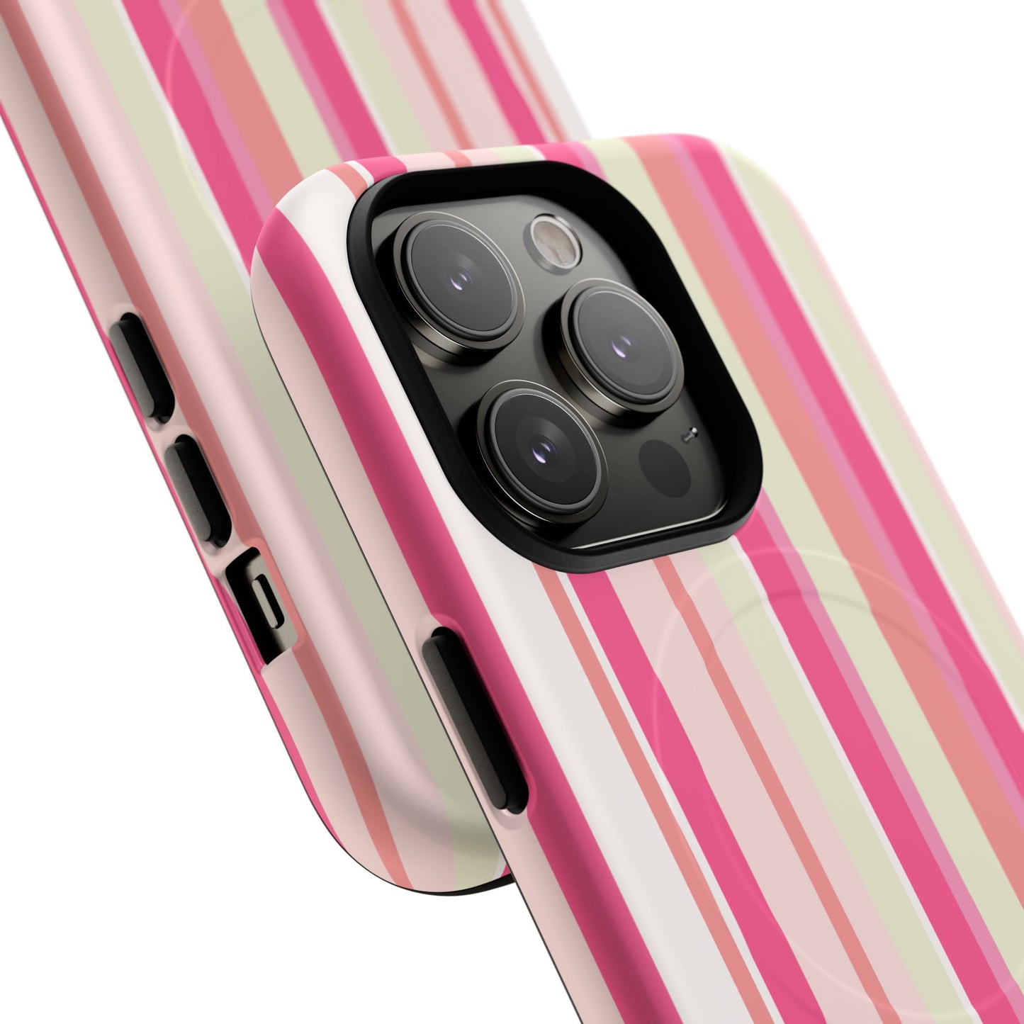 Magnetic Tough Case — Pink Striped Phone Cover (MagSafe Compatible)