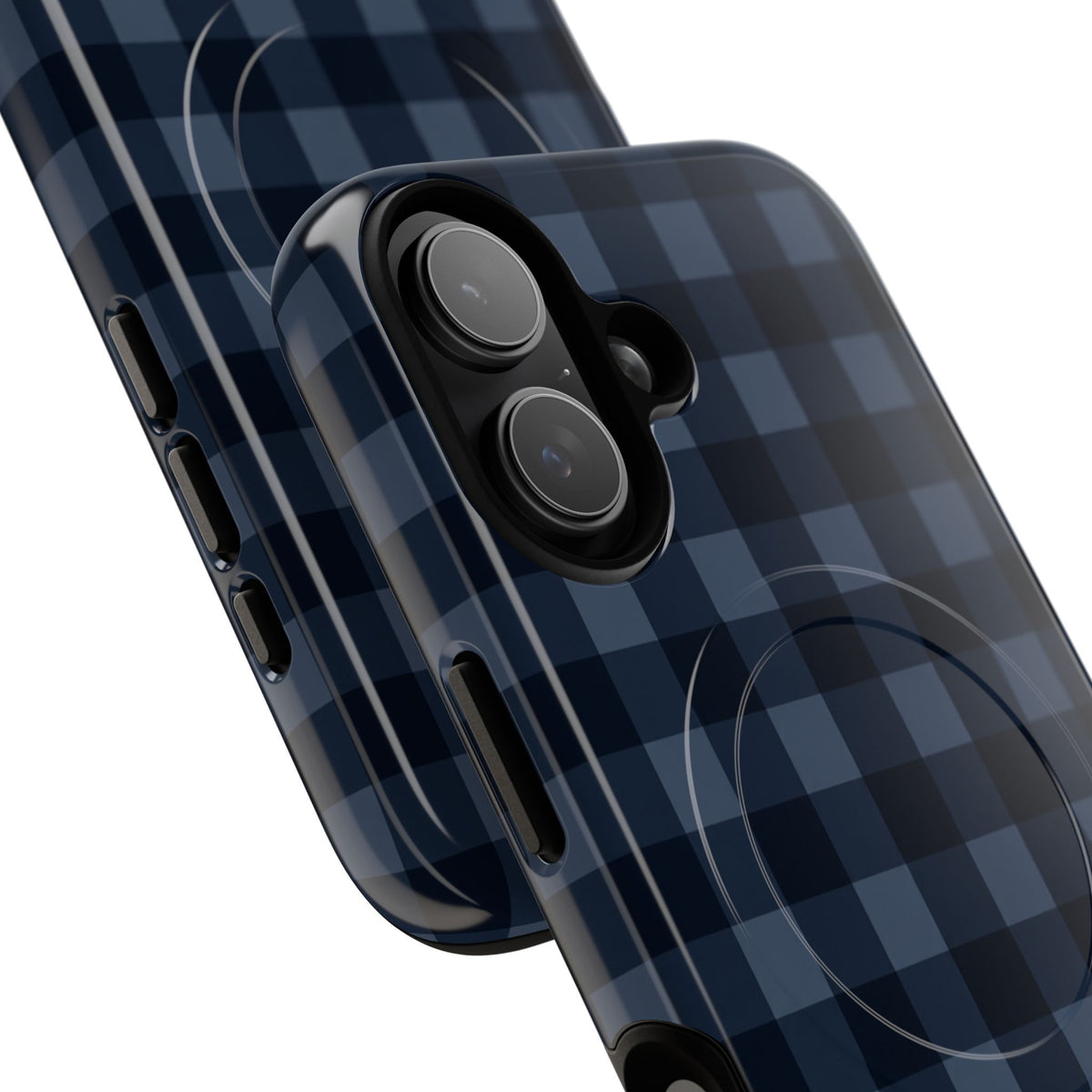Plaid Magnetic Phone Case — Navy Buffalo Check Tough MagSafe-Compatible Case
