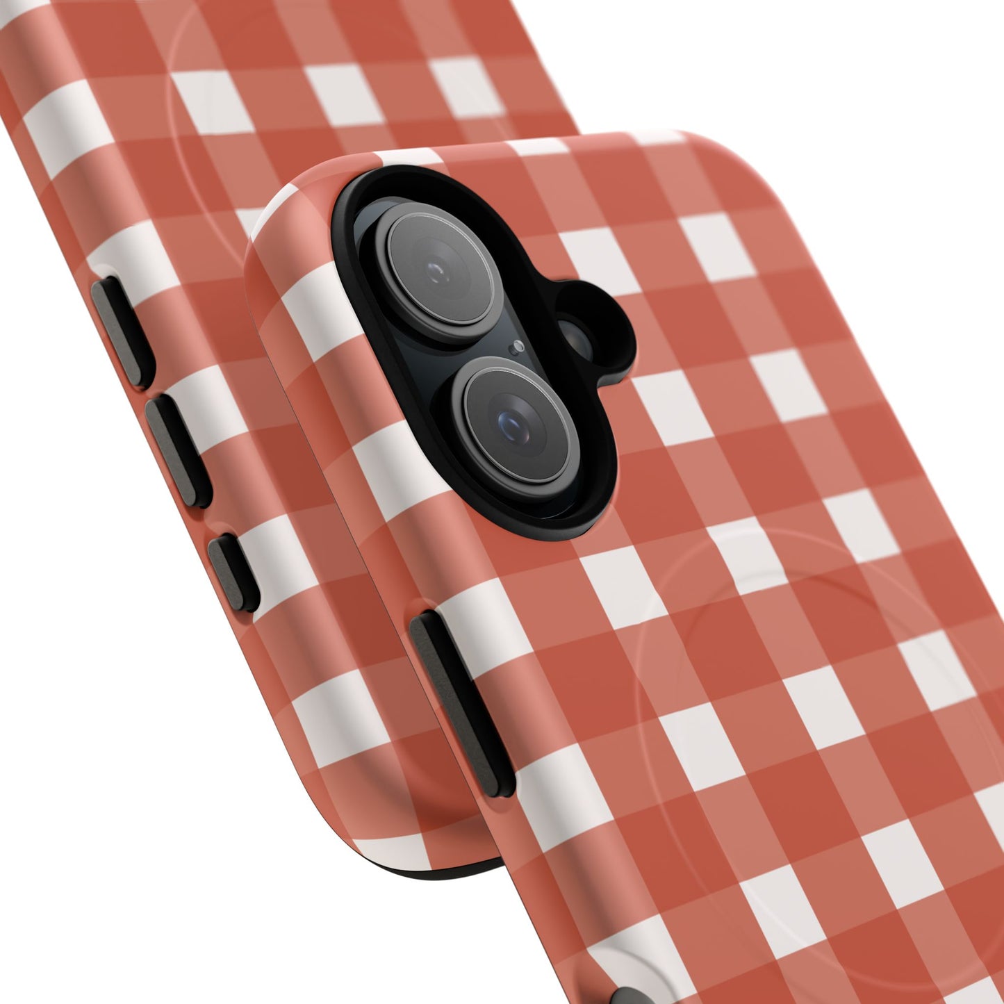 Burnt Orange Gingham Tough Magnetic Phone Case — Plaid Protective iPhone Cover