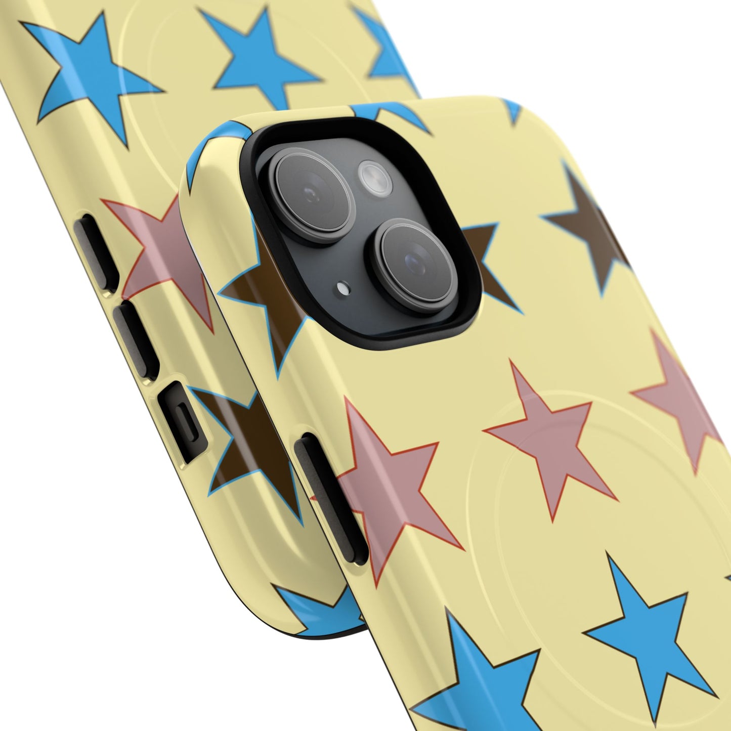 Star Pattern Tough Magnetic Phone Case — Colorful Retro Stars Protective Cover