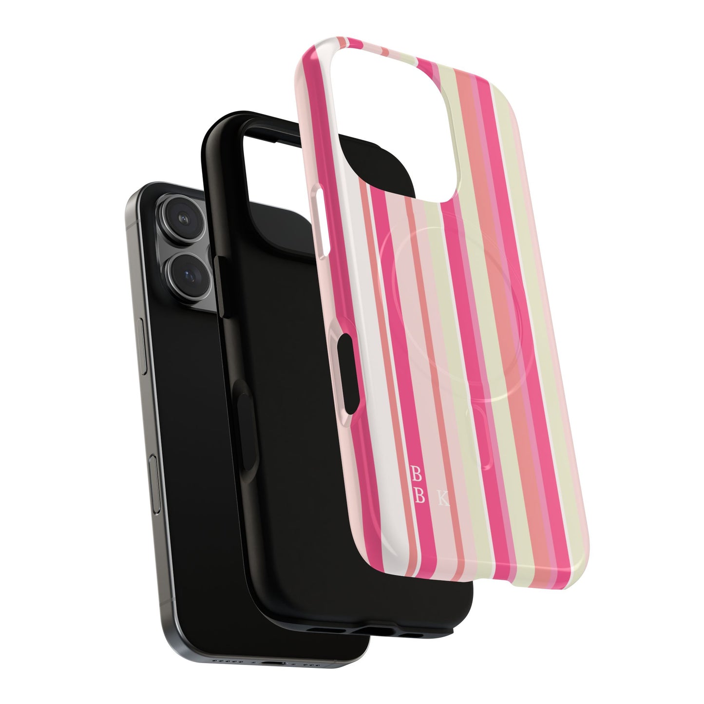 Magnetic Tough Case — Pink Striped Phone Cover (MagSafe Compatible)