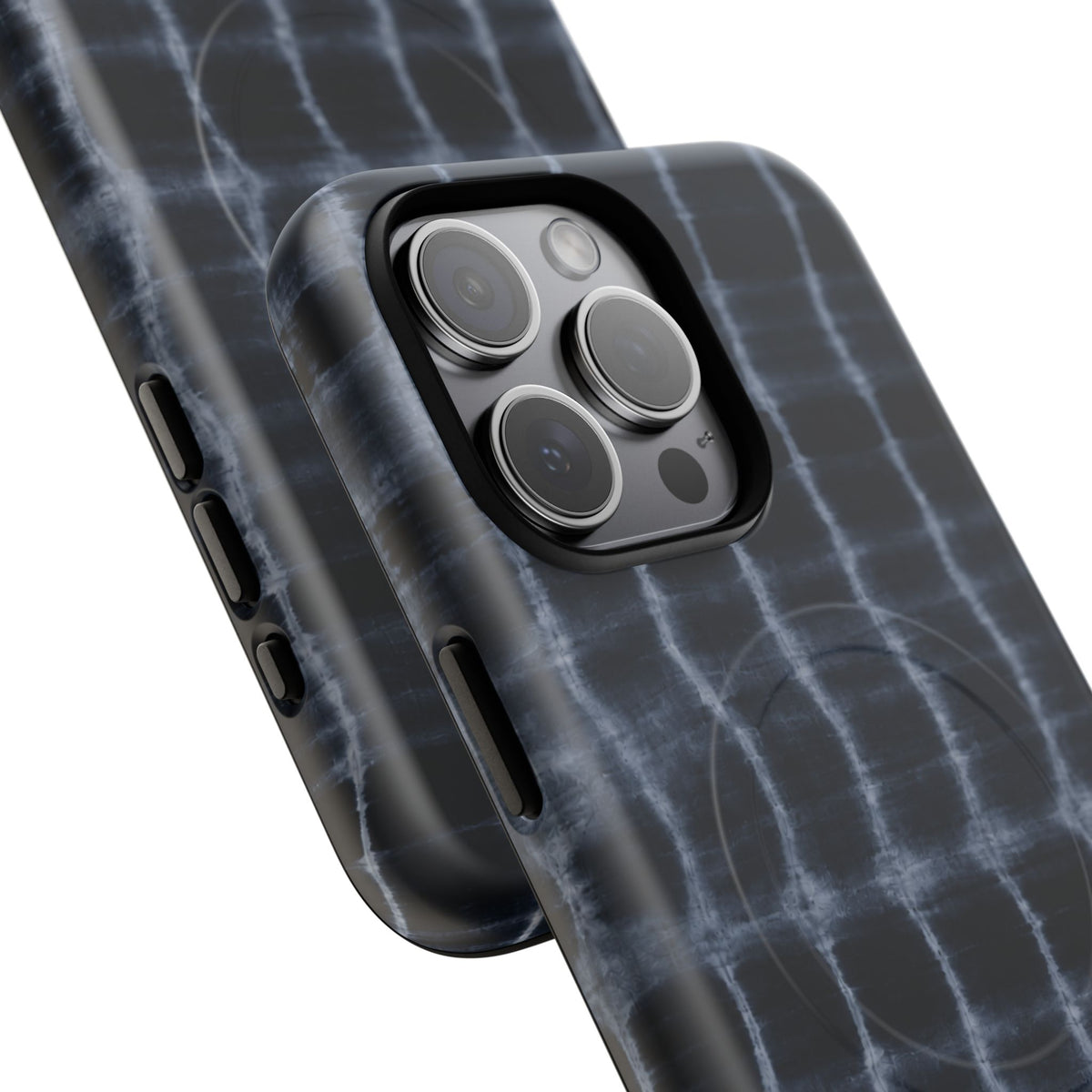 Magnetic Phone Case — Black Tie-Dye Tough Protective Cover with MagSafe