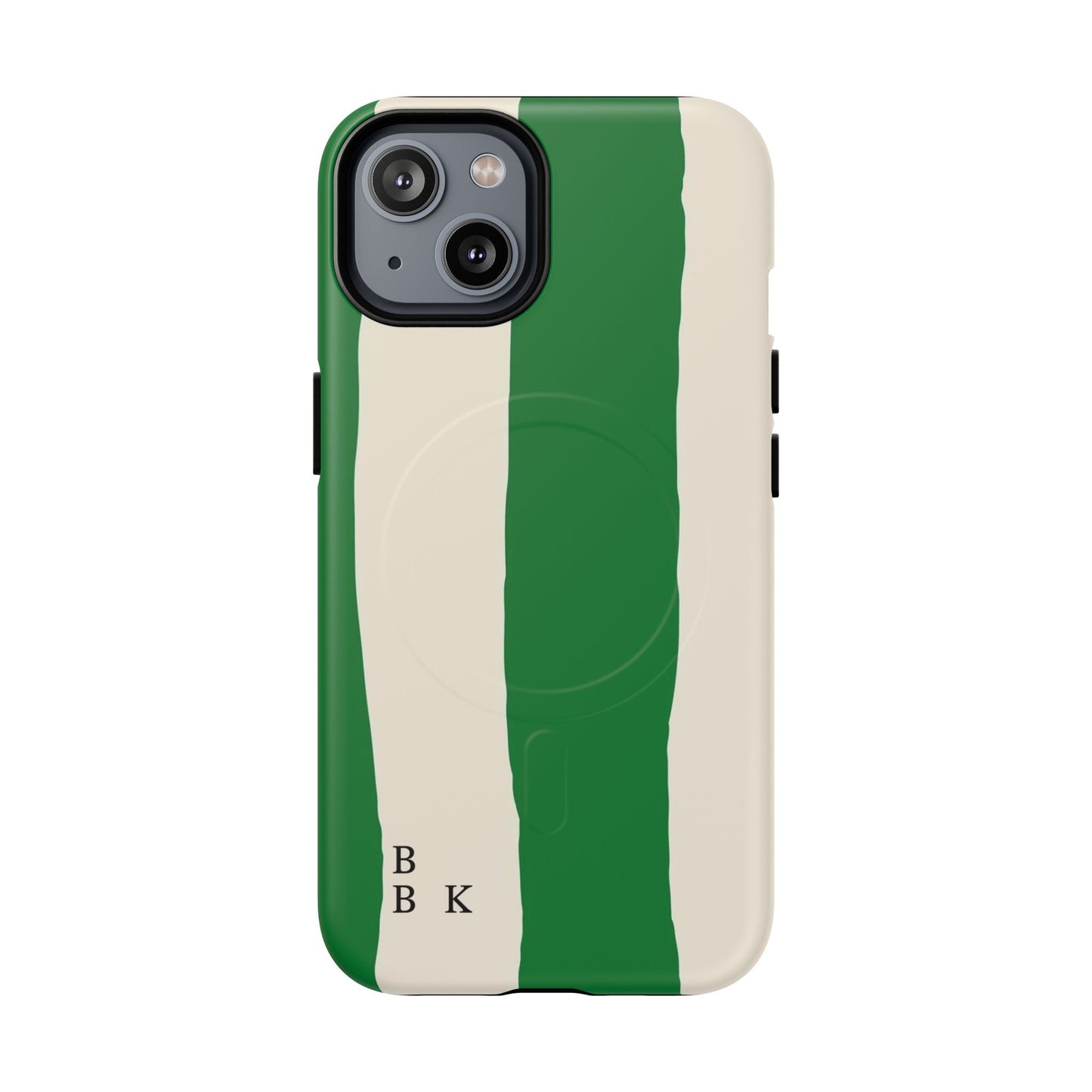 Green Stripe Tough Magnetic Phone Case — Custom Monogram BBK