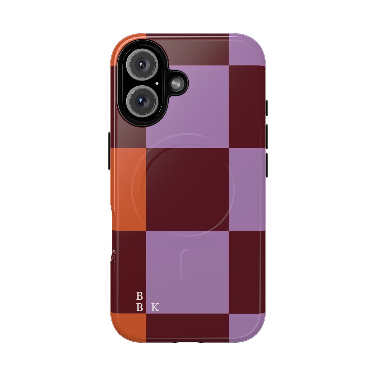 Retro Checker Magnetic Phone Case — Purple & Terracotta Geometric Protection