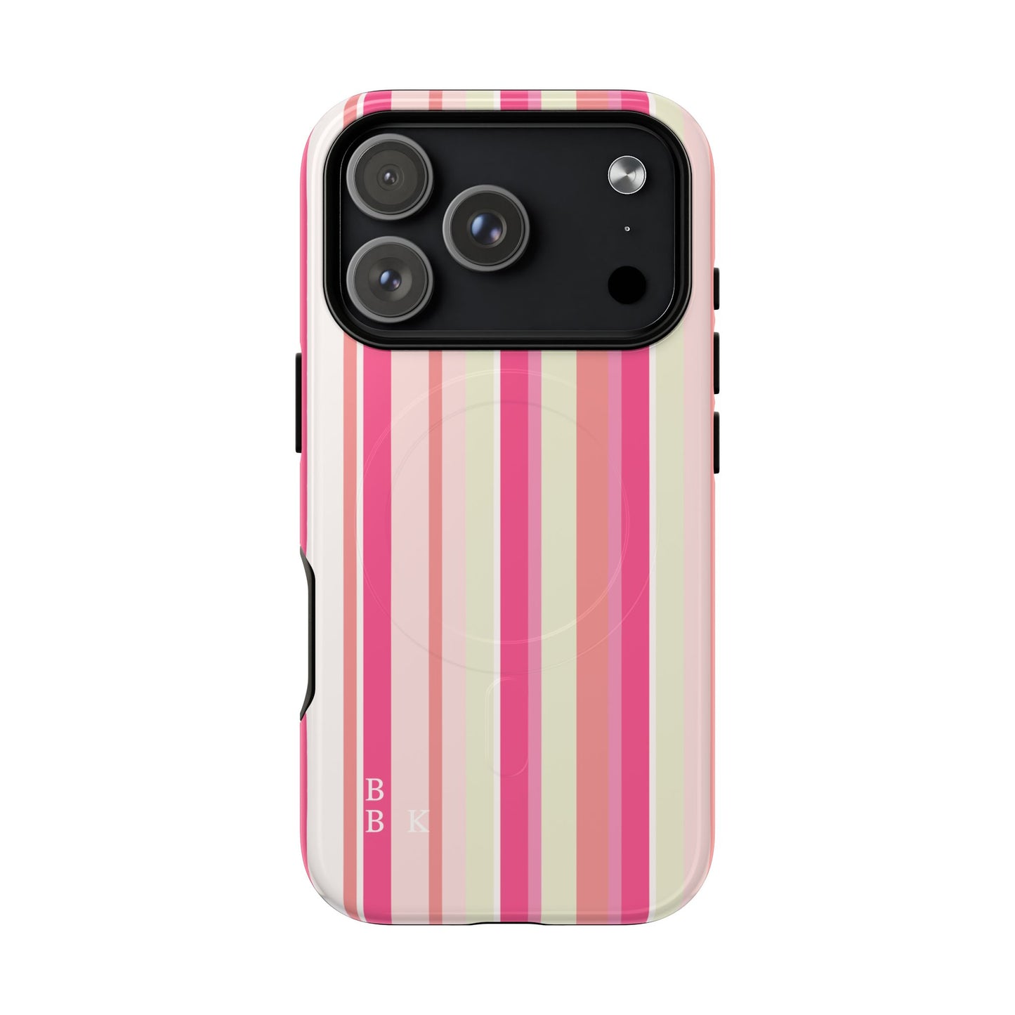 Magnetic Tough Case — Pink Striped Phone Cover (MagSafe Compatible)