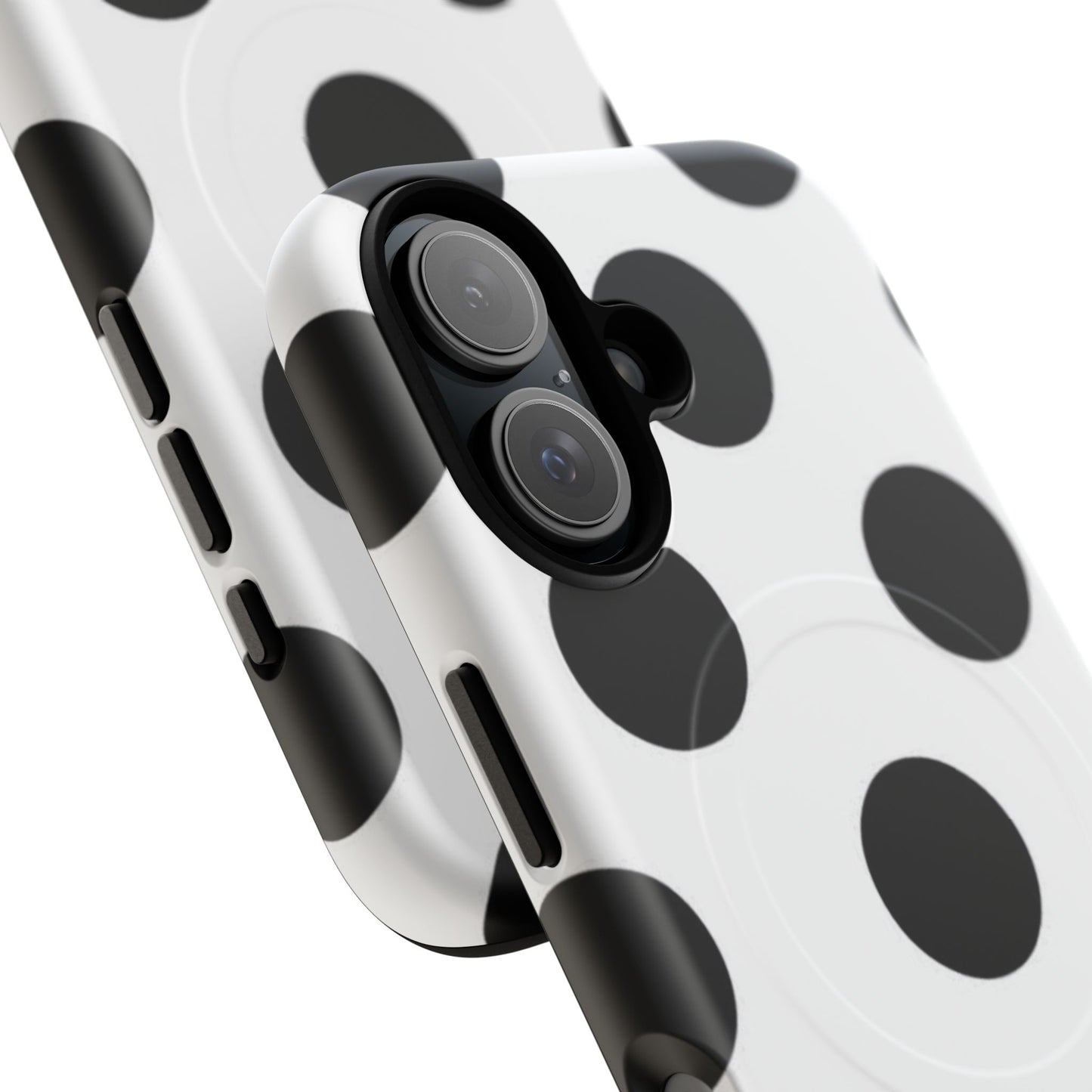 Polka Dot Magnetic Phone Case — Black & White Retro Dot Tough Case