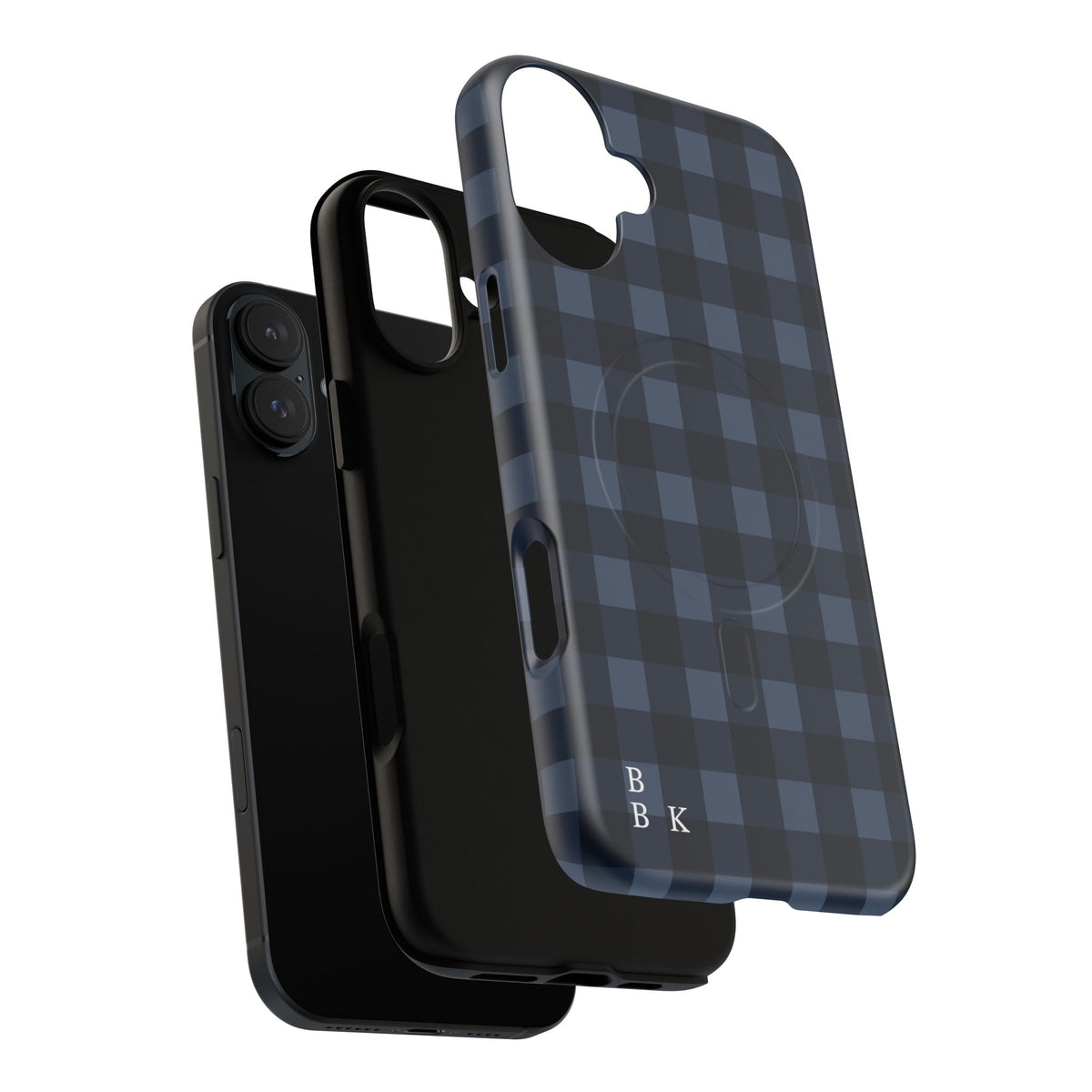 Plaid Magnetic Phone Case — Navy Buffalo Check Tough MagSafe-Compatible Case
