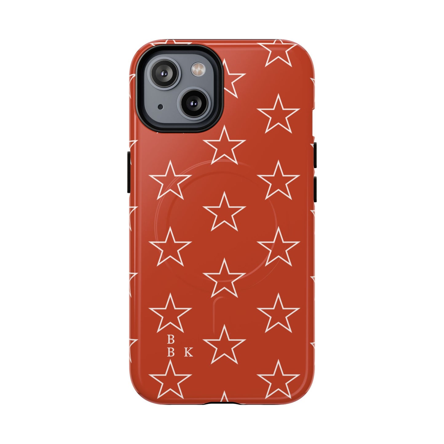Star Pattern Tough Magnetic Phone Case — Rust Red Protective iPhone Cover