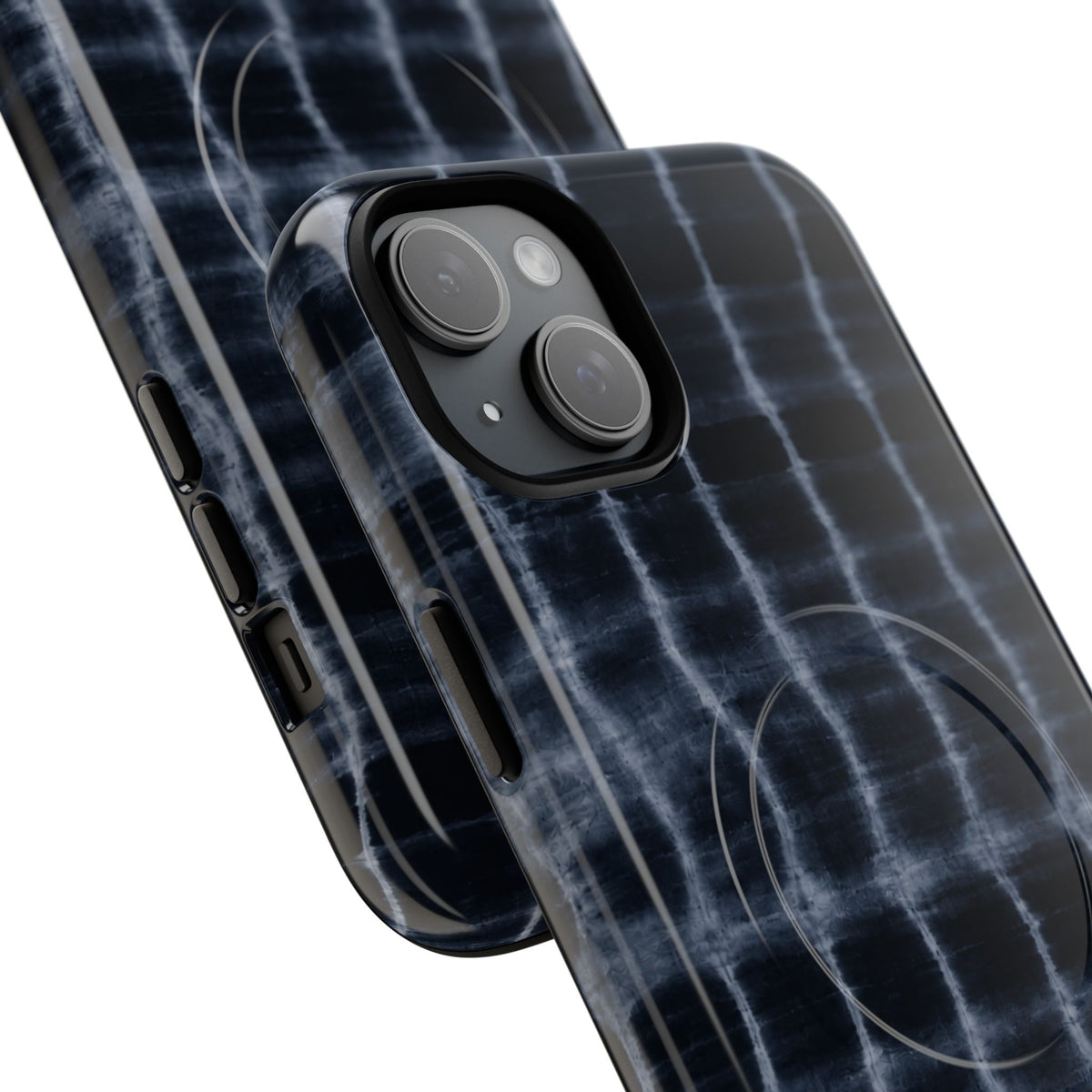 Magnetic Phone Case — Black Tie-Dye Tough Protective Cover with MagSafe