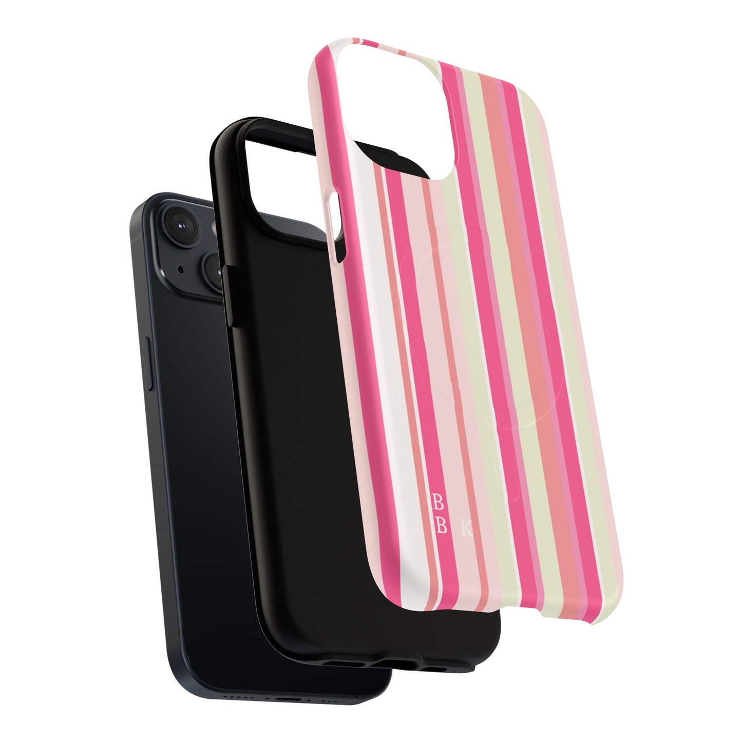 Magnetic Tough Case — Pink Striped Phone Cover (MagSafe Compatible)
