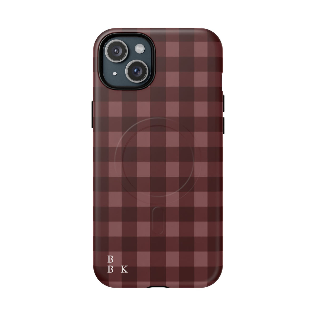 Plaid Magnetic Phone Case — Burgundy Buffalo Check Tough Protective Cover