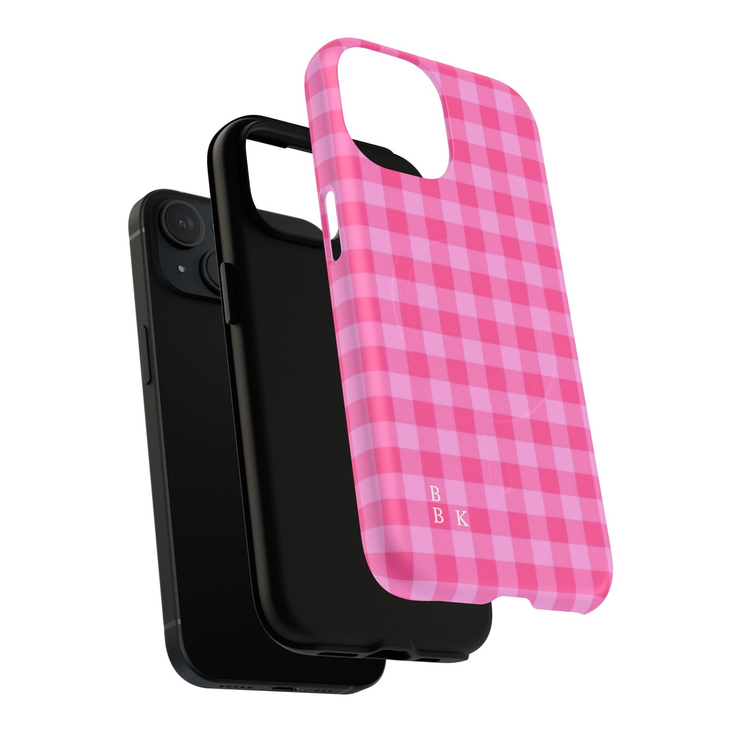 Pink Gingham Tough Magnetic Phone Case – Durable Checkered Design