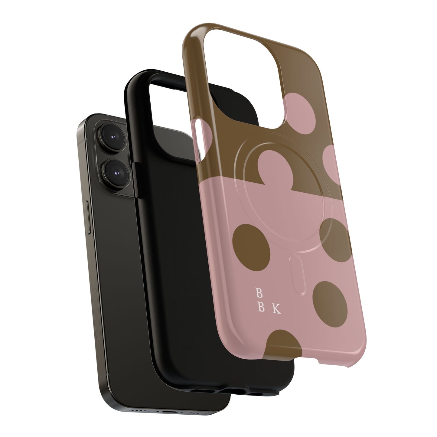 Pink + Yellow Polka Dot Magnetic Tough Case — Protective Magnetic Phone Case with 'BBK' Accent