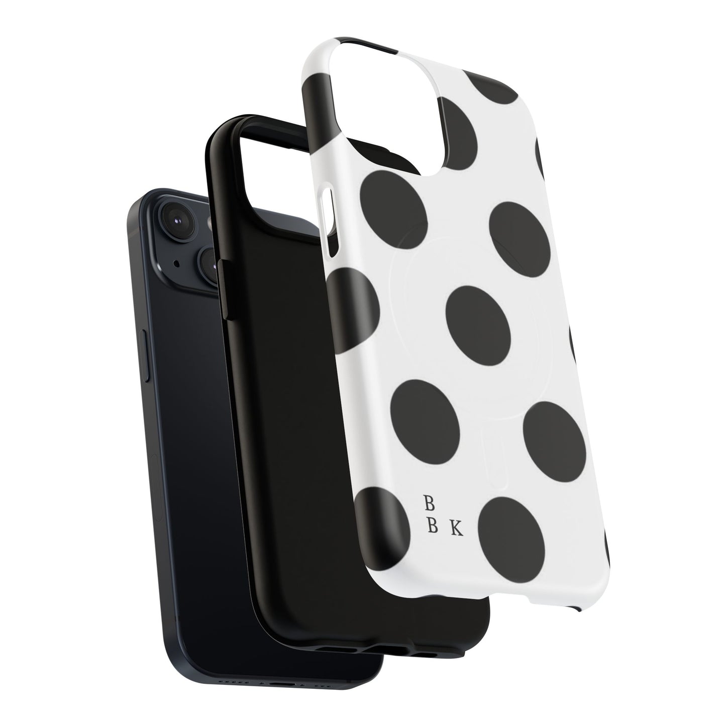 Polka Dot Magnetic Phone Case — Black & White Retro Dot Tough Case