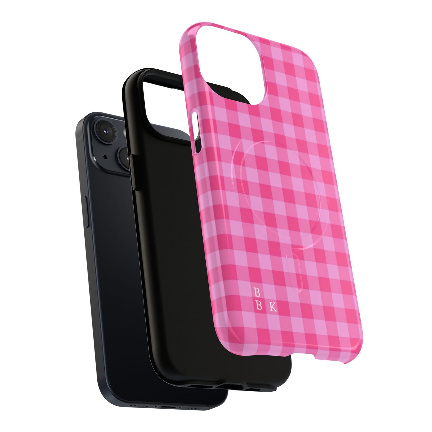 Pink Gingham Tough Magnetic Phone Case – Durable Checkered Design