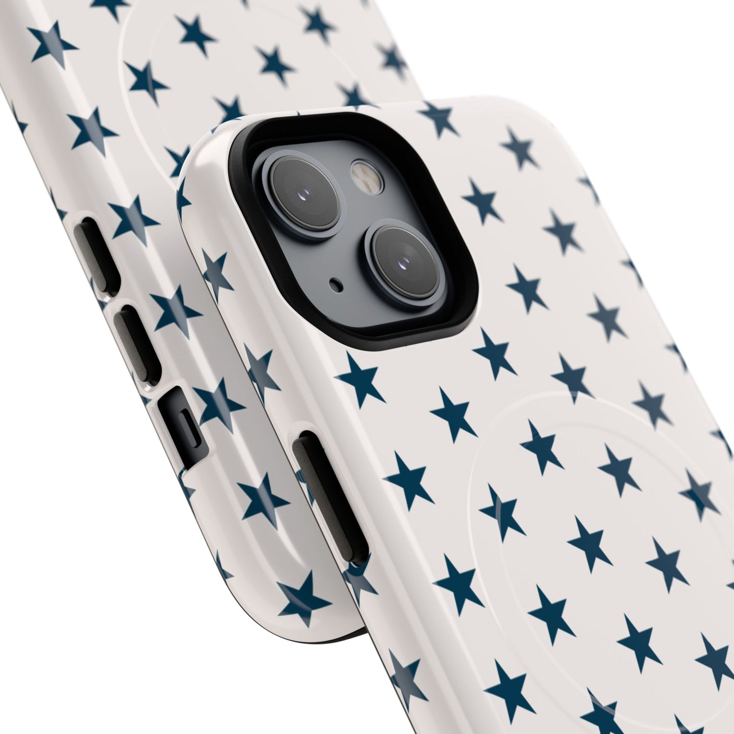 Star Pattern Tough Magnetic Phone Case — Navy Stars on White