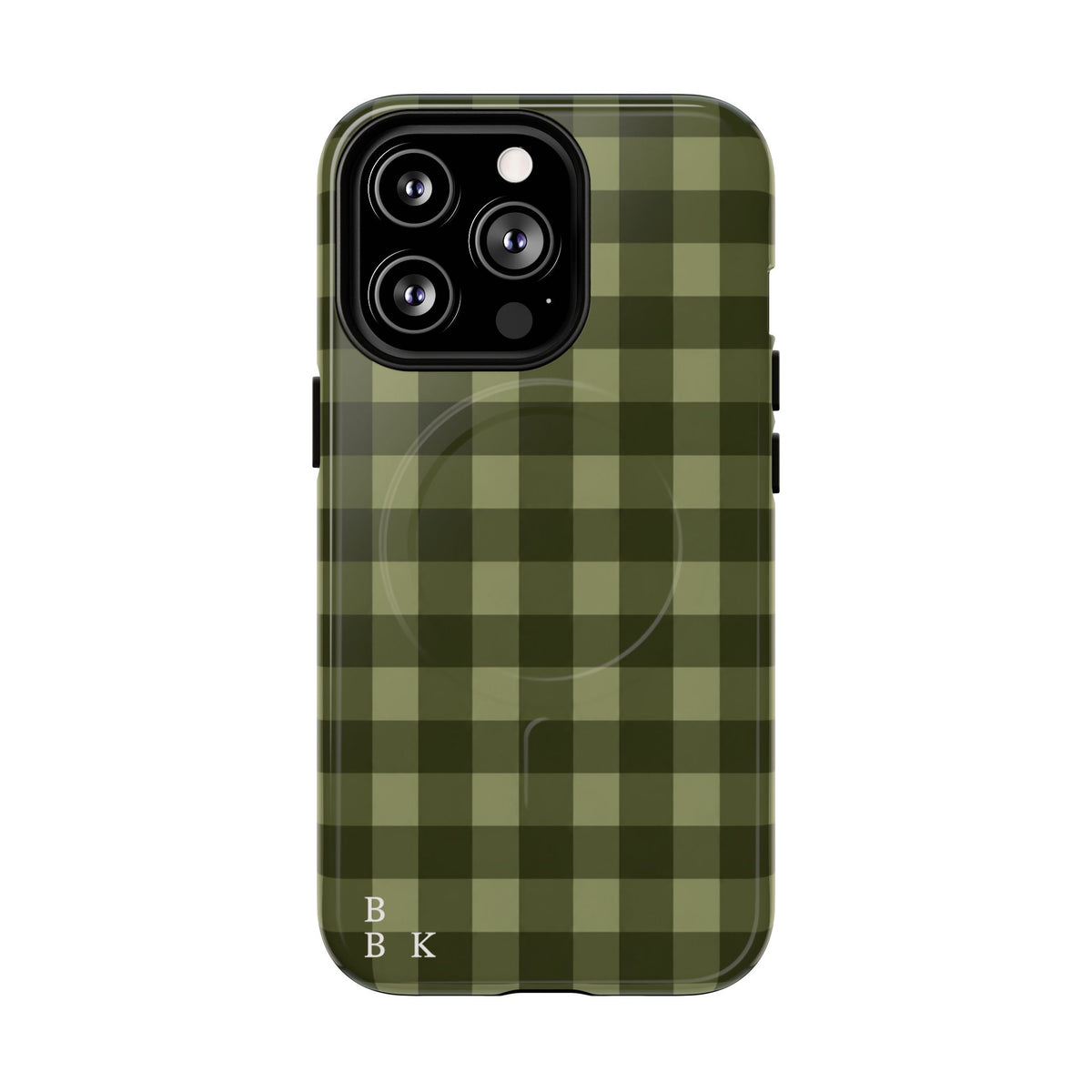 Green Buffalo Plaid Magnetic Phone Case — Tough Protective MagSafe-Compatible Case