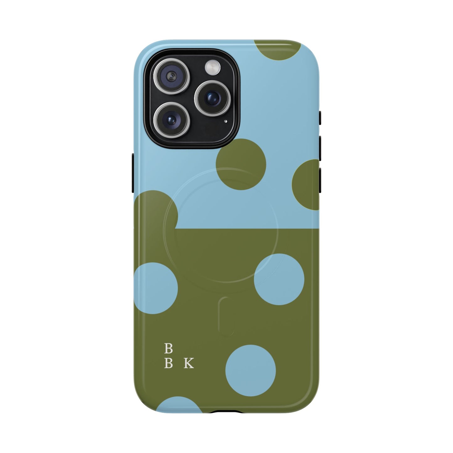 Polka Dot Magnetic Phone Case — Blue & Olive Protective Snap-On Cover
