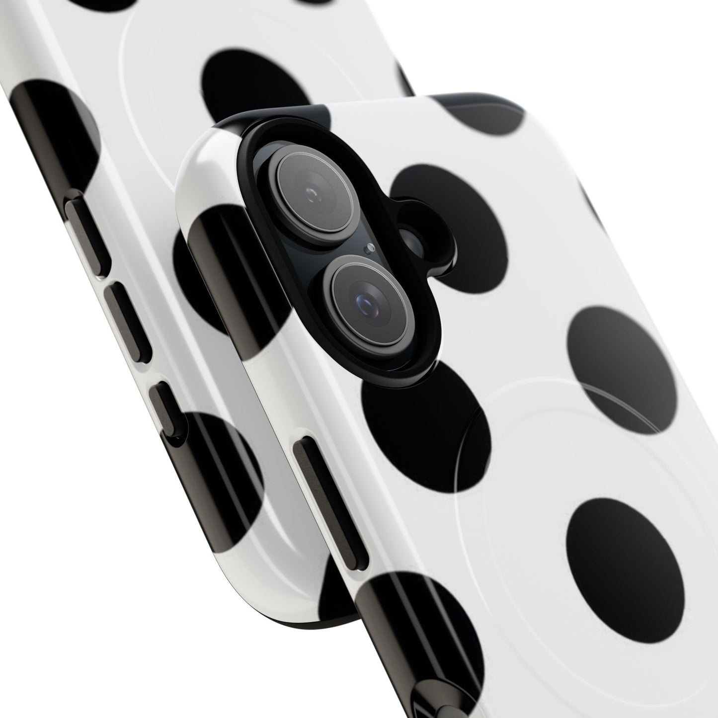 Polka Dot Magnetic Phone Case — Black & White Retro Dot Tough Case
