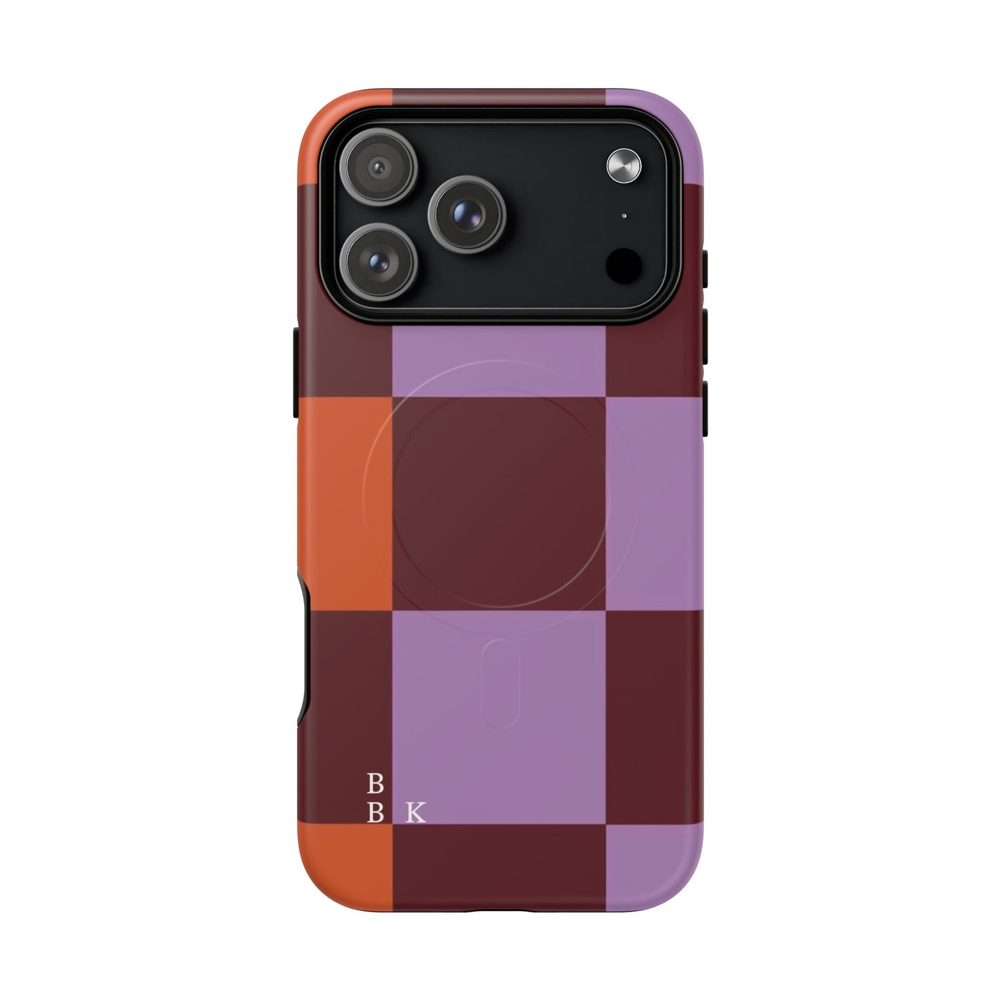 Retro Checker Magnetic Phone Case — Purple & Terracotta Geometric Protection