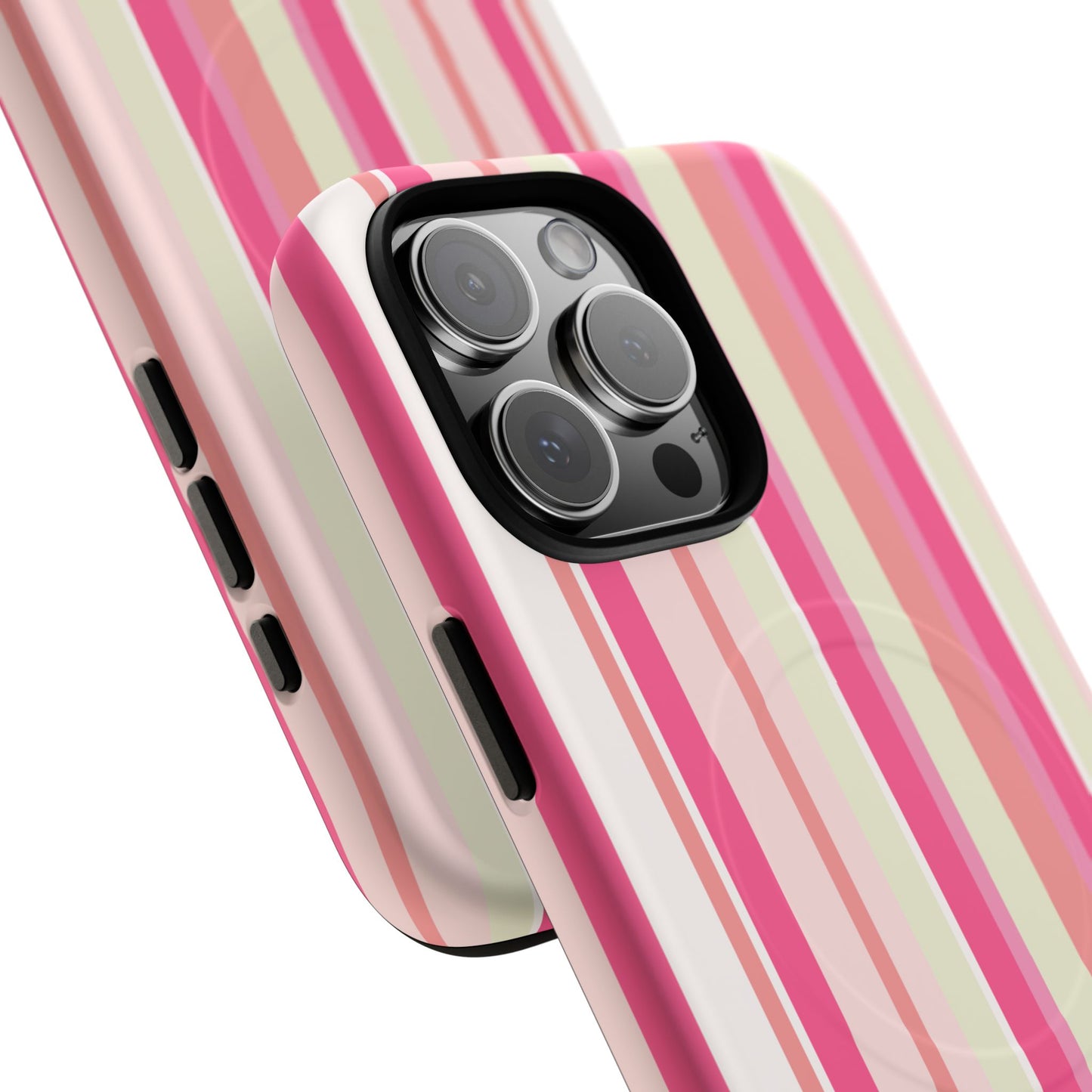Magnetic Tough Case — Pink Striped Phone Cover (MagSafe Compatible)