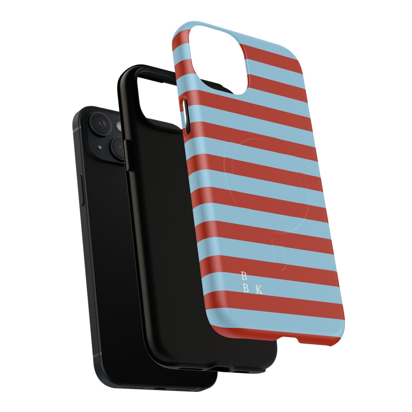Striped Tough Magnetic Phone Case — Retro Red & Sky Blue