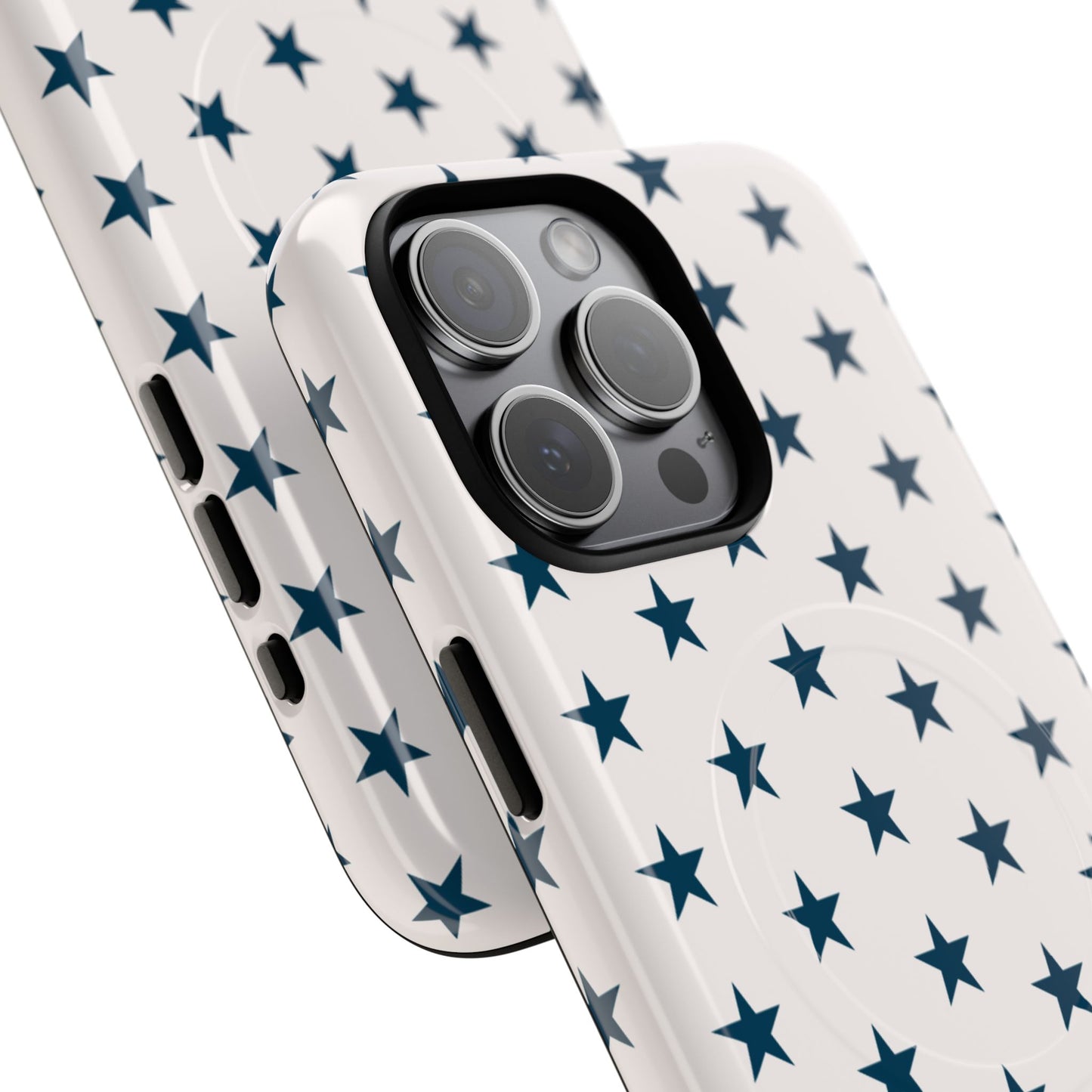 Star Pattern Tough Magnetic Phone Case — Navy Stars on White