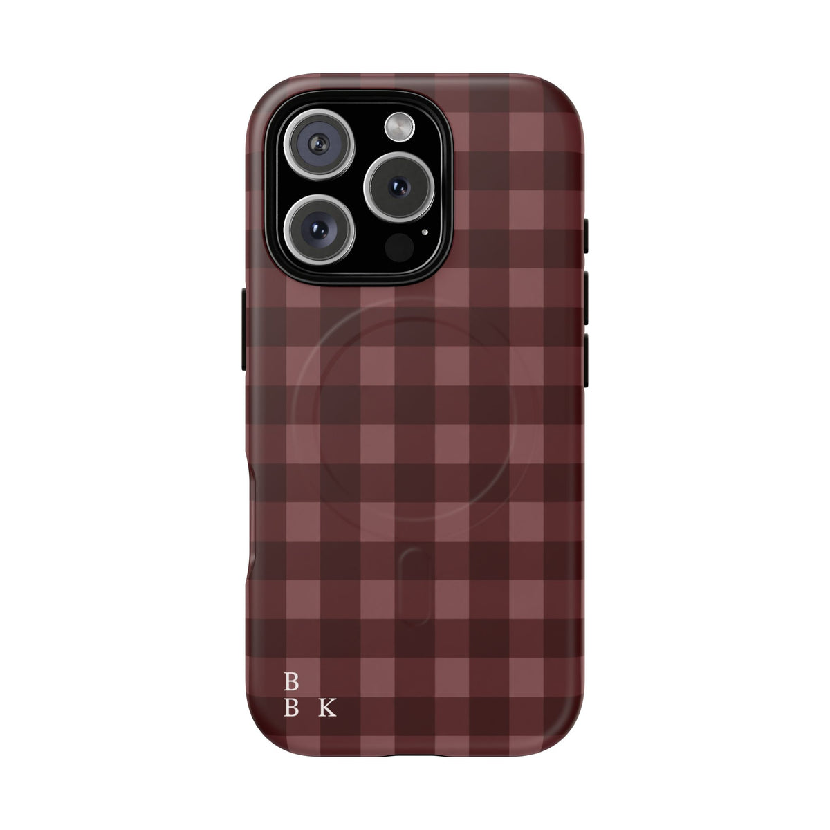 Plaid Magnetic Phone Case — Burgundy Buffalo Check Tough Protective Cover
