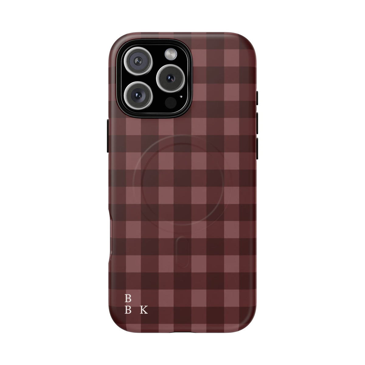 Plaid Magnetic Phone Case — Burgundy Buffalo Check Tough Protective Cover