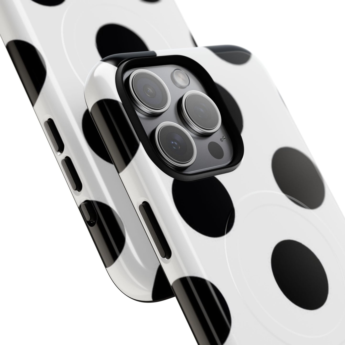 Polka Dot Magnetic Phone Case — Black & White Retro Dot Tough Case