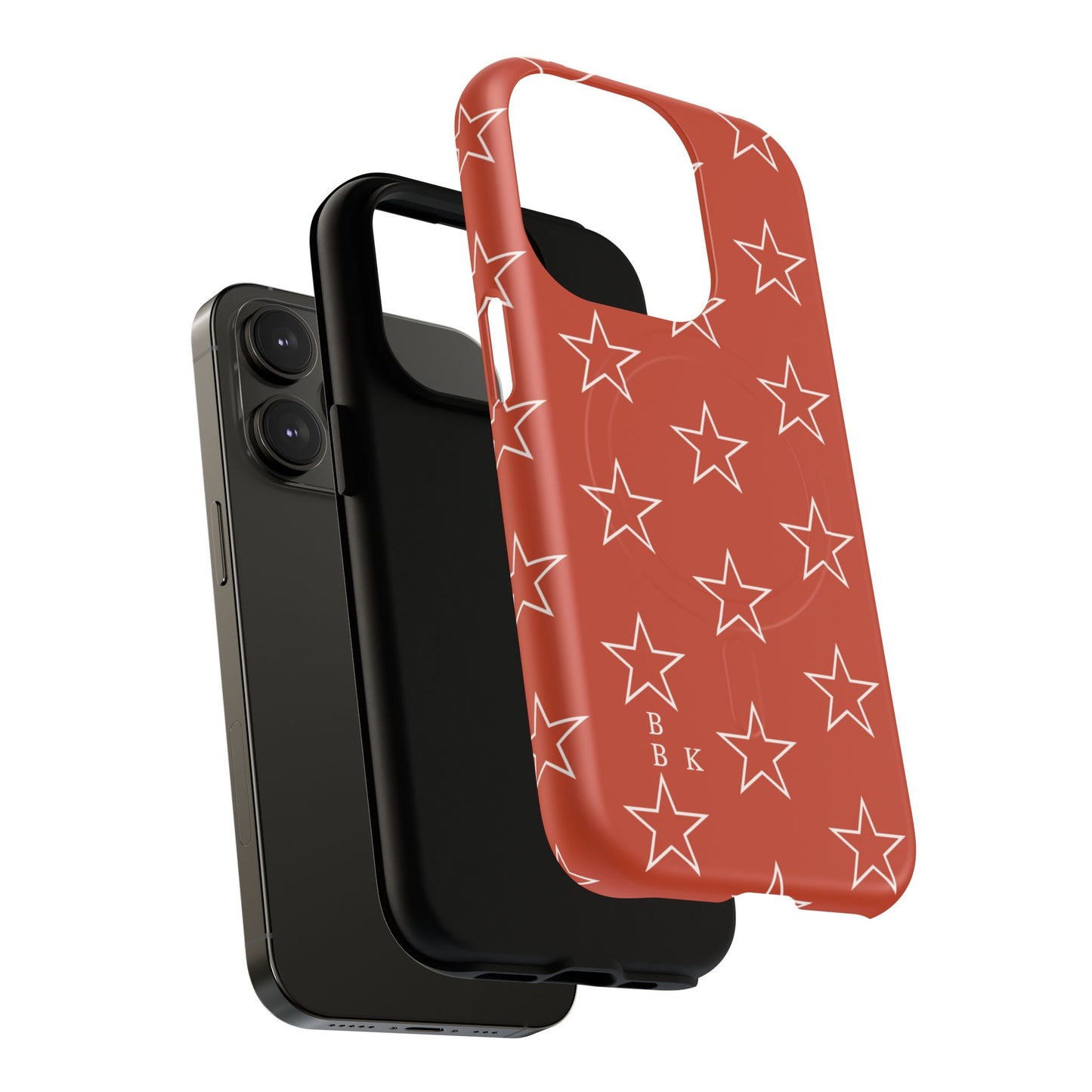 Star Pattern Tough Magnetic Phone Case — Rust Red Protective iPhone Cover