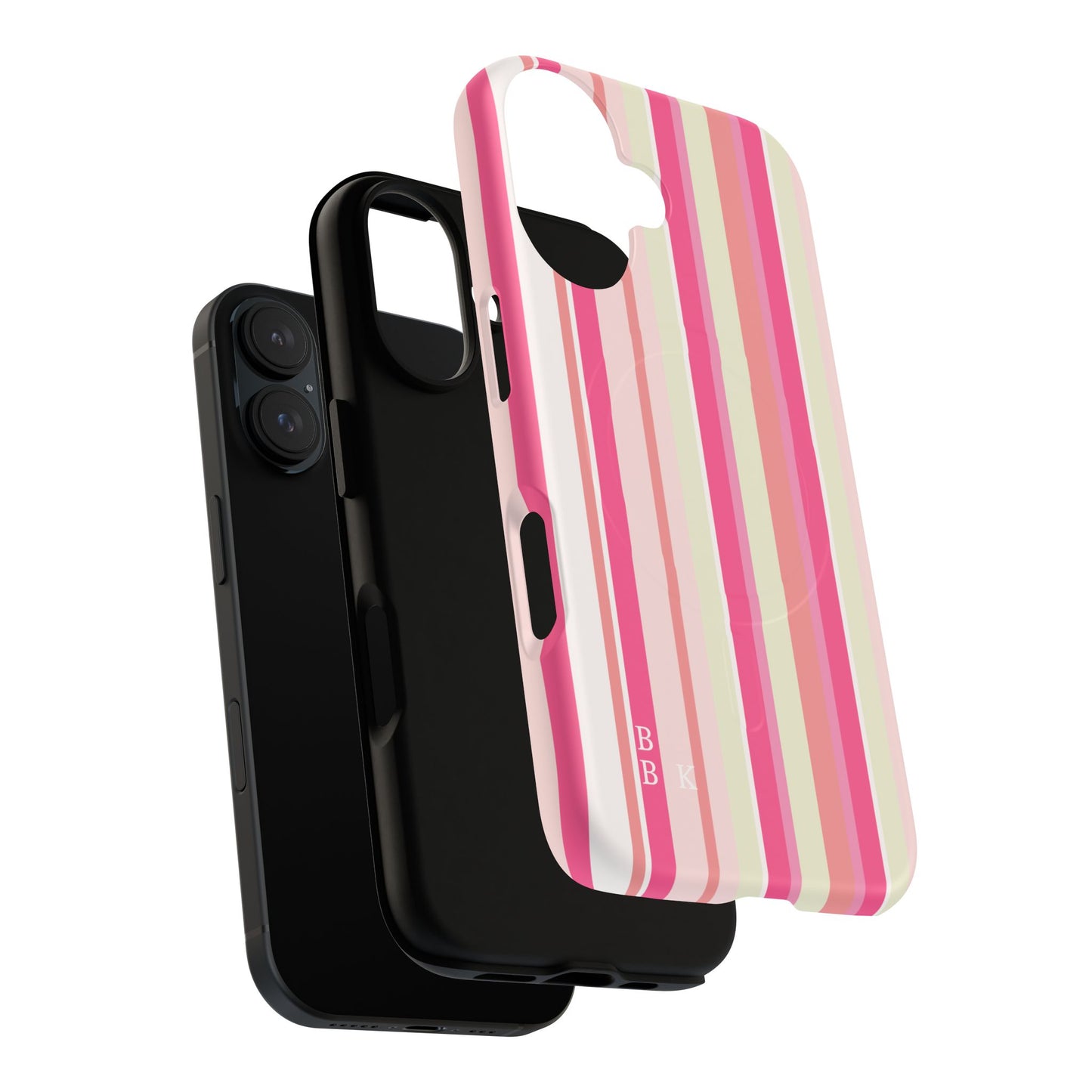Magnetic Tough Case — Pink Striped Phone Cover (MagSafe Compatible)