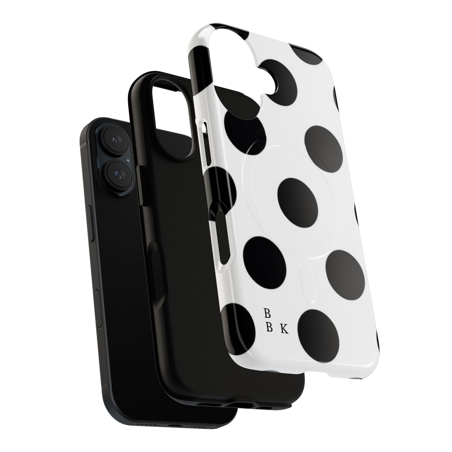 Polka Dot Magnetic Phone Case — Black & White Retro Dot Tough Case