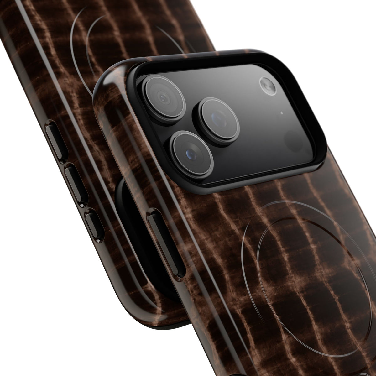 MagSafe Phone Case — Brown Croc Pattern Tough Magnetic Case