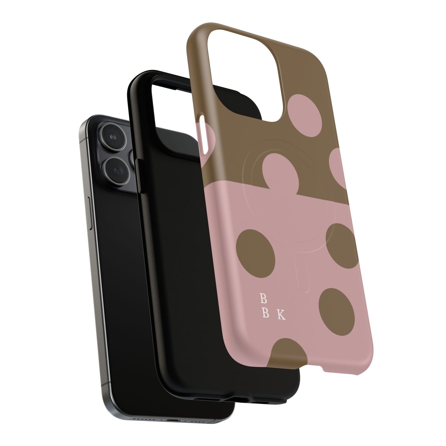 Pink + Yellow Polka Dot Magnetic Tough Case — Protective Magnetic Phone Case with 'BBK' Accent