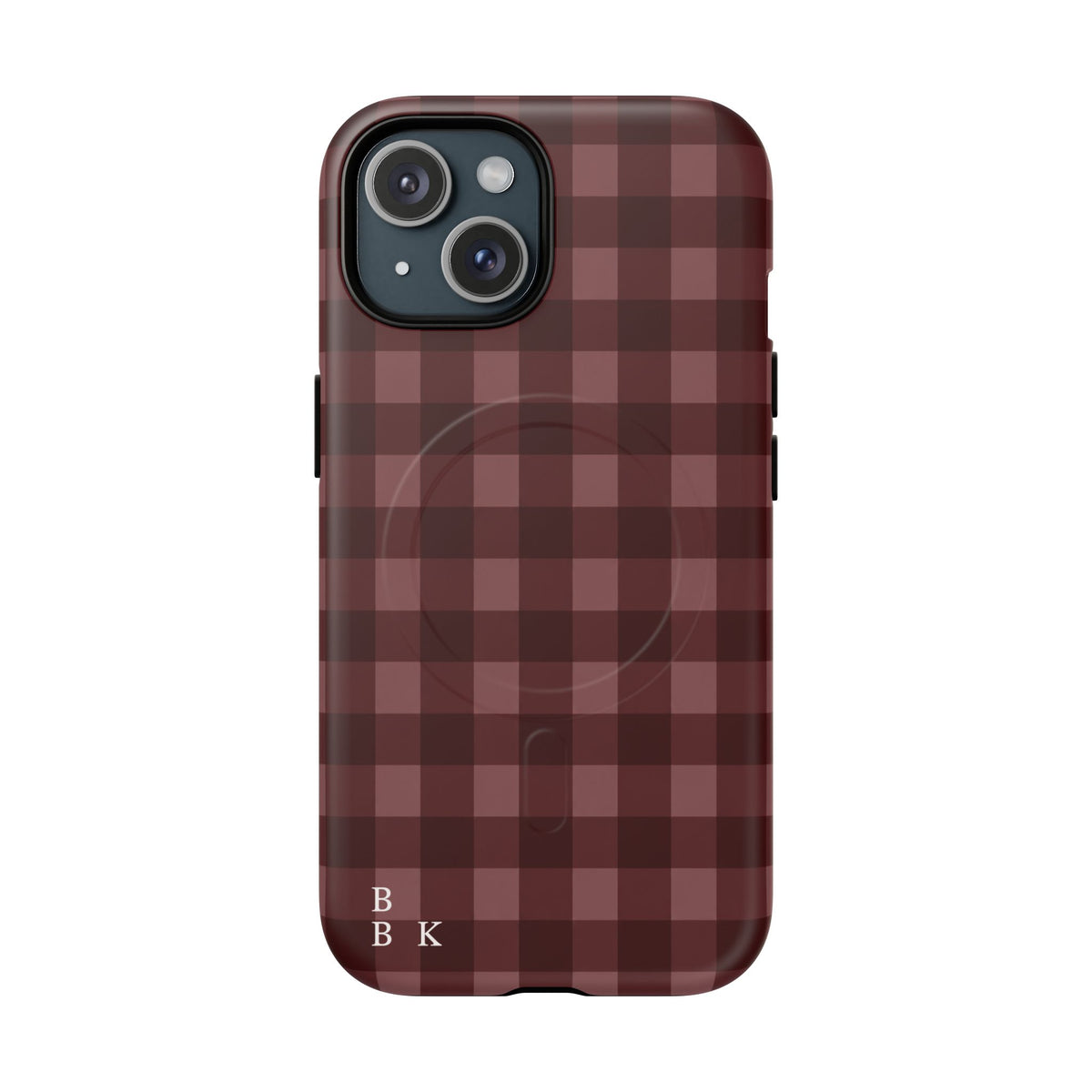 Plaid Magnetic Phone Case — Burgundy Buffalo Check Tough Protective Cover